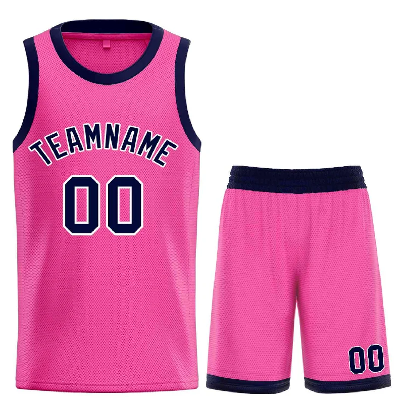 Basketball Jersey for Full Range of Motion During Play-Custom Pink Navy-White Classic Sets Bull Basketball Jersey