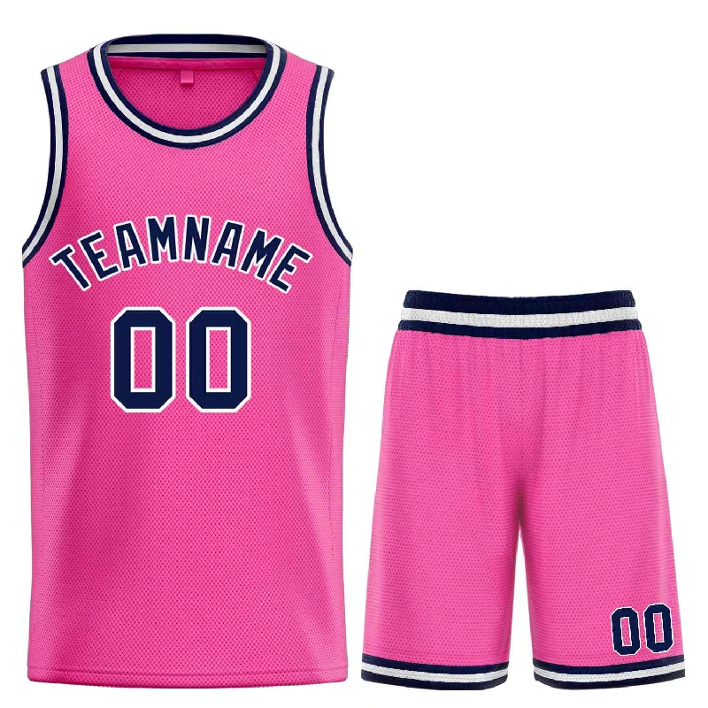 Basketball Jersey for Comfortable Movement During Dribbling-Custom Pink Navy-White Classic Sets Bull Basketball Jersey