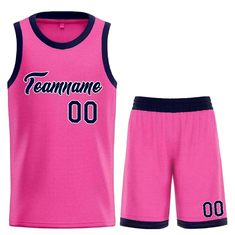 Basketball Jersey for Reliable Comfort During Drills-Custom Pink Navy-White Heal Sports Uniform Classic Sets Basketball Jersey