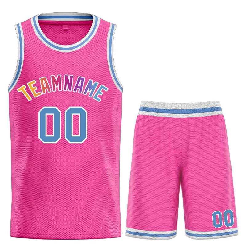 Basketball Jersey for Professional Look and Comfort-Custom Pink Powder Blue-White Classic Sets Bull Basketball Jersey