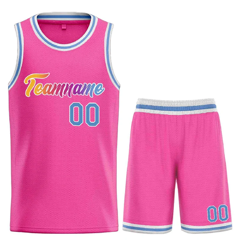 Basketball Jersey for High-Performance Movements-Custom Pink Powder Blue-White Heal Sports Uniform Classic Sets Basketball Jersey