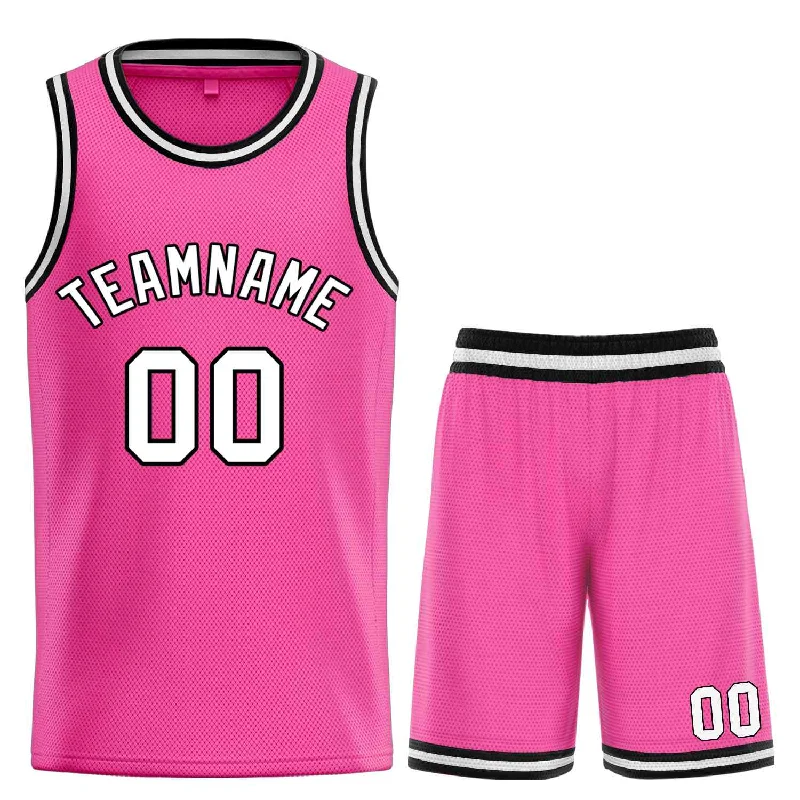 Basketball Jersey for Best Performance and Durability-Custom Pink White-Black Classic Sets Bull Basketball Jersey