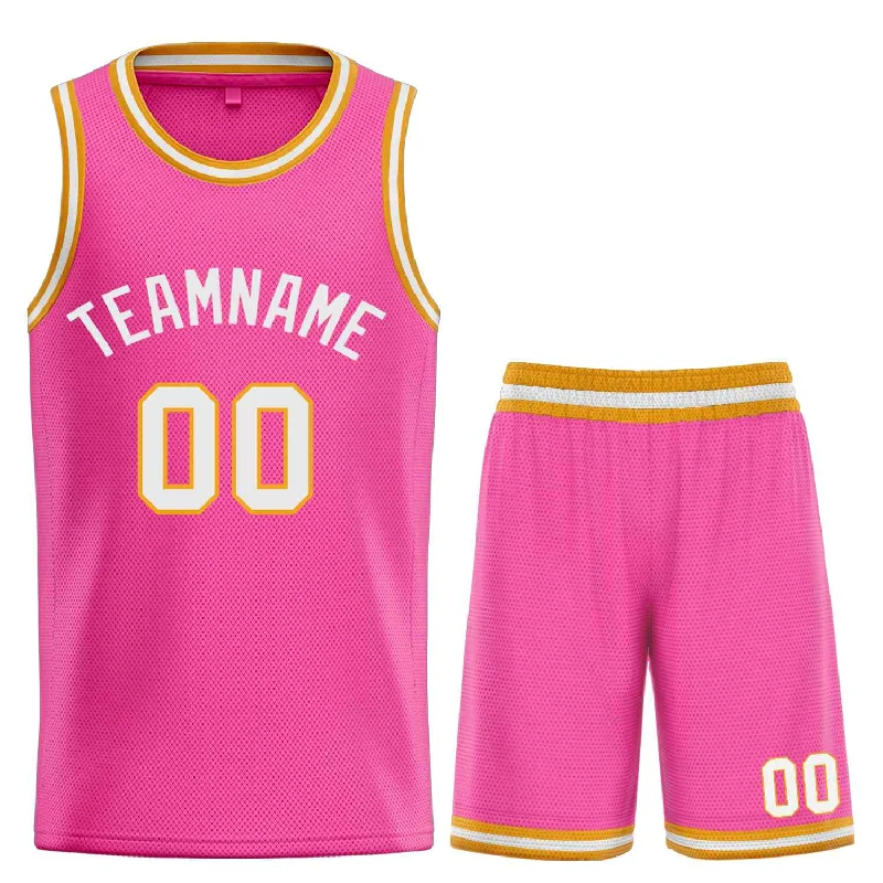 Basketball Jersey for Flexible, Fast Play on the Court-Custom Pink White Classic Sets Bull Basketball Jersey