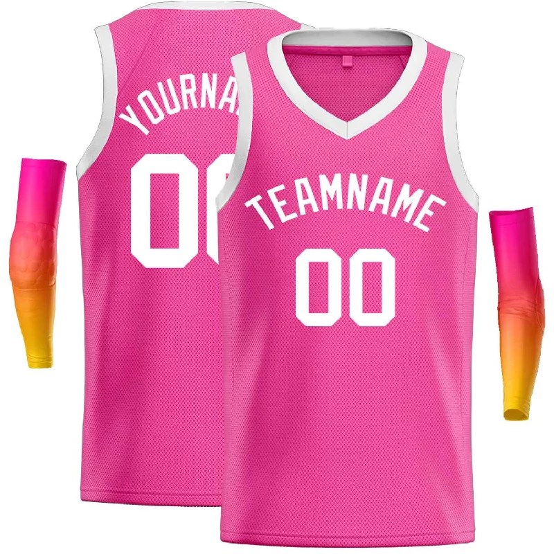 Basketball Jersey for All-Weather Performance-Custom Pink White Classic Tops Men Casual Basketball Jersey