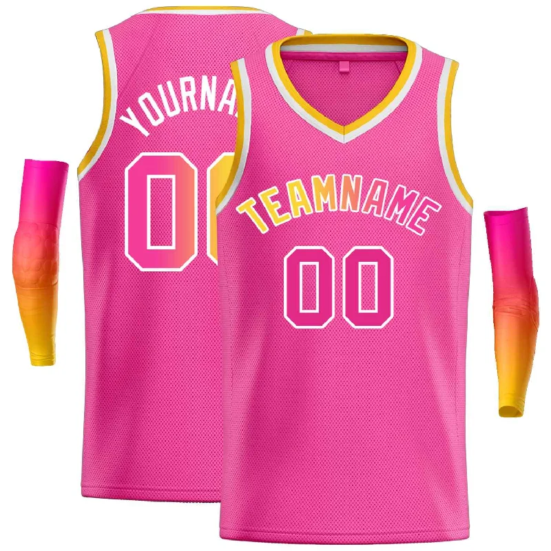 Basketball Jersey for Comfortable Performance in Every Game-Custom Pink White Classic Tops Men Casual Basketball Jersey