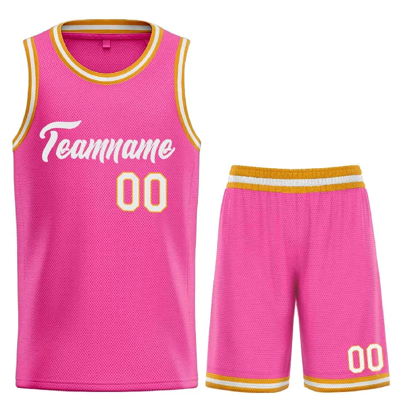 Basketball Jersey with Stylish Cut and Design-Custom Pink White Heal Sports Uniform Classic Sets Basketball Jersey