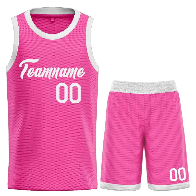 Basketball Jersey with Breathable Design for Quick Drying-Custom Pink White Heal Sports Uniform Classic Sets Basketball Jersey