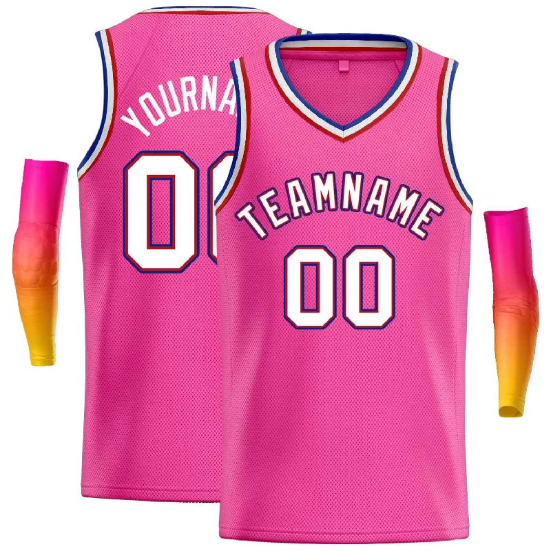 Basketball Jersey for Maximum Comfort in Every Position-Custom Pink White-Maroon Classic Tops Men Casual Basketball Jersey