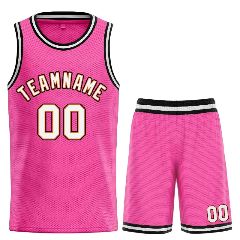 Basketball Jersey for High-Performance Movements-Custom Pink White-Orange Classic Sets Bull Basketball Jersey