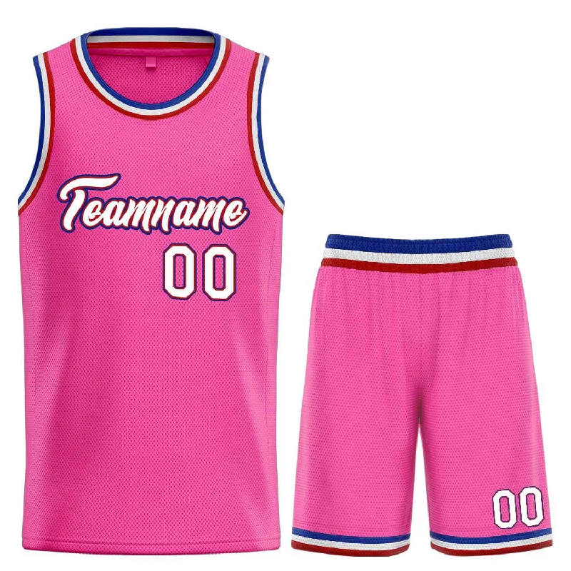 Basketball Jersey for Both Men and Women Players-Custom Pink White-Red Heal Sports Uniform Classic Sets Basketball Jersey