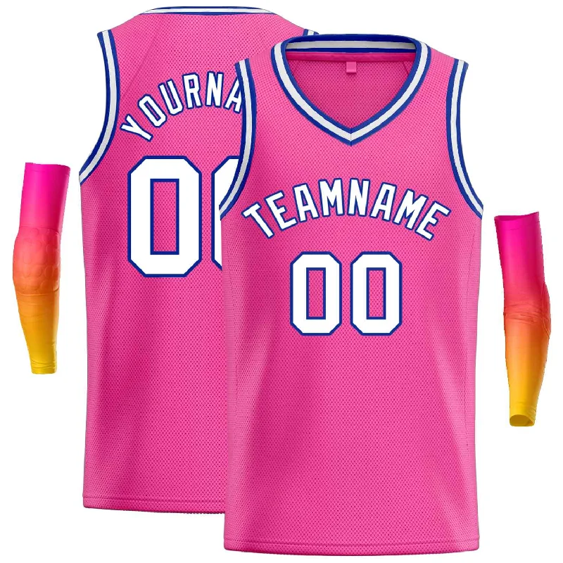 Basketball Jersey for Comfortable Wear in Every Game-Custom Pink White-Royal Classic Tops Men Casual Basketball Jersey