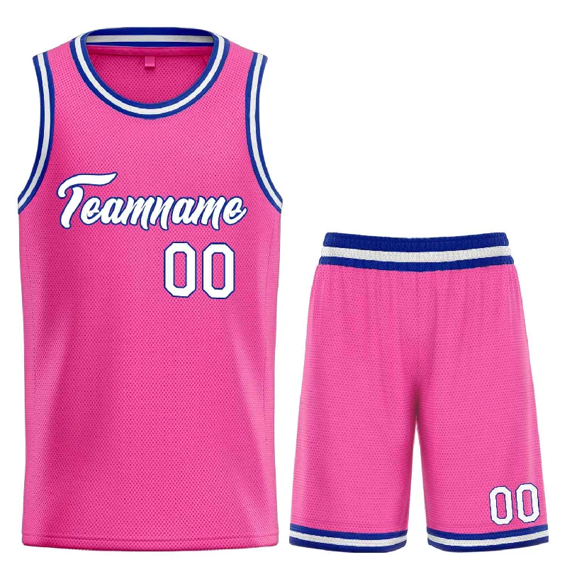 Basketball Jersey for Comfortable Play in All Seasons-Custom Pink White-Royal Heal Sports Uniform Classic Sets Basketball Jersey