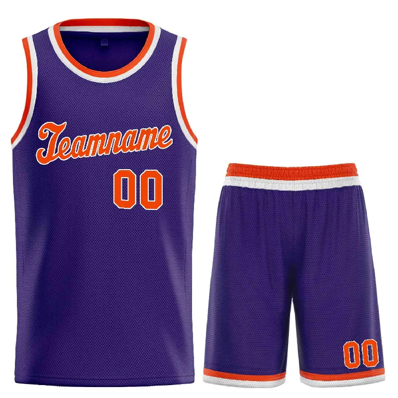 Basketball Jersey with Adjustable Fit for Every Player-Custom Purple Orange-White Classic Sets Sports Uniform Basketball Jersey