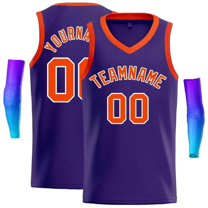 Basketball Jersey for Maximum Comfort During Intense Games-Custom Purple Orange-White Classic Tops Men Casual Basketball Jersey