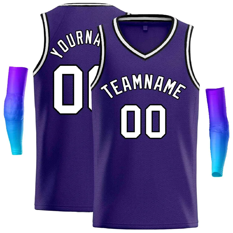 Basketball Jersey for Lightweight Comfort in Intense Play-Custom Purple White-Black Classic Tops Men Casual Basketball Jersey