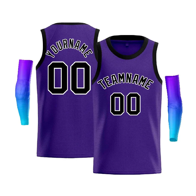 Basketball Jersey for Customizable Fit and Style-Custom Purple White-Black Classic Tops Men Casual Bull Basketball Jersey