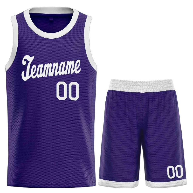 Basketball Jersey for Maximum Performance in Every Game-Custom Purple White Classic Sets Sports Uniform Basketball Jersey