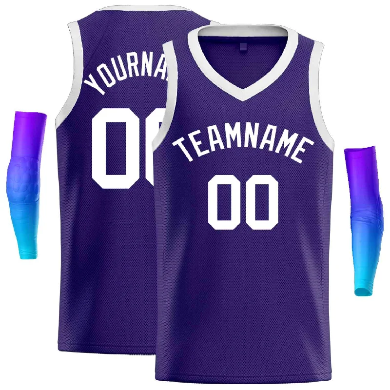 Basketball Jersey for Stylish and Comfortable Play-Custom Purple White-Classic Tops Men Casual Basketball Jersey