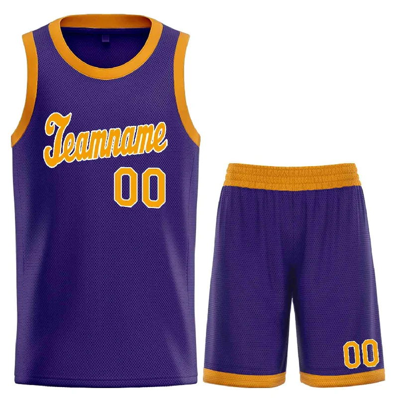 Basketball Jersey for Professional Quality and Comfort-Custom Purple Yellow-White Classic Sets Sports Uniform Basketball Jersey