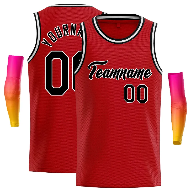 Basketball Jersey for Stylish and Comfortable Play-Custom Red Black-White Classic Tops Casual Basketball Jersey