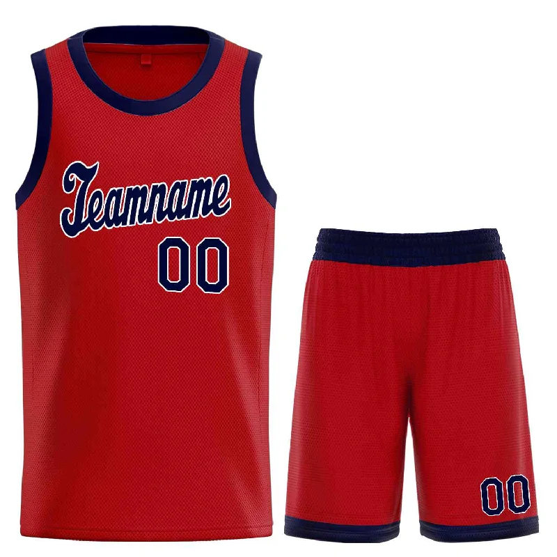 Basketball Jersey with Soft and Comfortable Fabric-Custom Red Navy  Classic Sets Sports Uniform Basketball Jersey