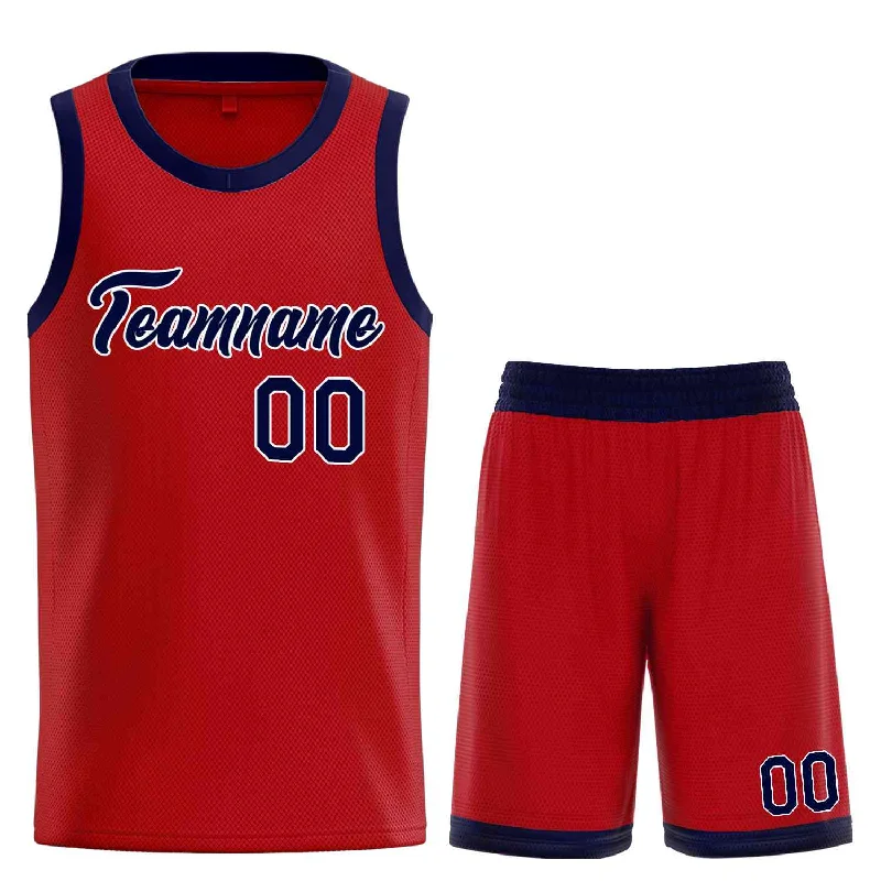 Basketball Jersey with Stretch Panels for Flexibility-Custom Red Navy Heal Sports Uniform Classic Sets Basketball Jersey