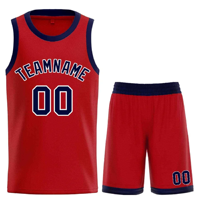 Basketball Jersey for Elite Players-Custom Red Navy-White Classic Sets Curved Basketball Jersey