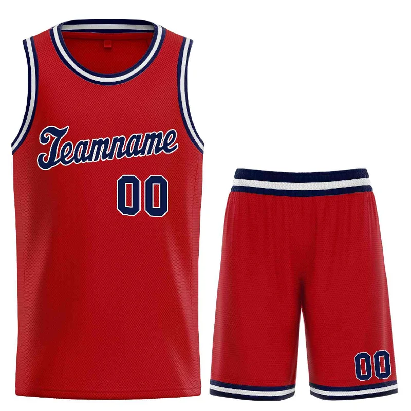 Basketball Jersey for Maximum Comfort-Custom Red Navy-White Classic Sets Sports Uniform Basketball Jersey