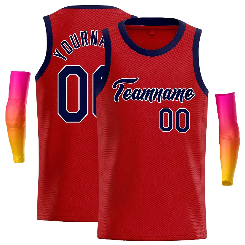 Basketball Jersey for Warm-Weather Game-Day Performance-Custom Red Navy-White Classic Tops Casual Basketball Jersey