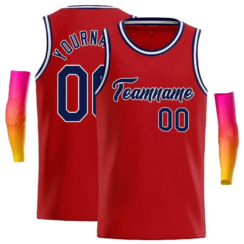 Basketball Jersey for Maximum Comfort During Intense Games-Custom Red Navy-White Classic Tops Casual Basketball Jersey