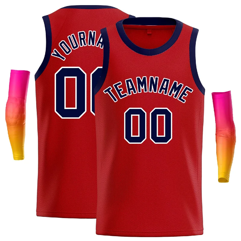 Basketball Jersey with Enhanced Breathability-Custom Red Navy-White Classic Tops Casual Basketball Jersey