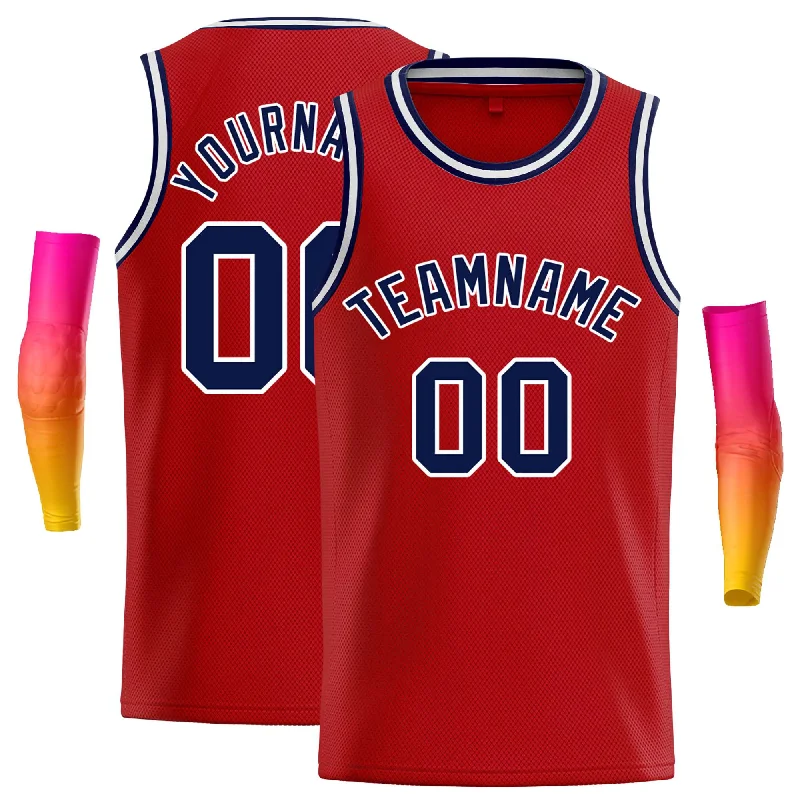 Basketball Jersey for Comfortable and Stylish Look-Custom Red Navy-White Classic Tops Casual Basketball Jersey