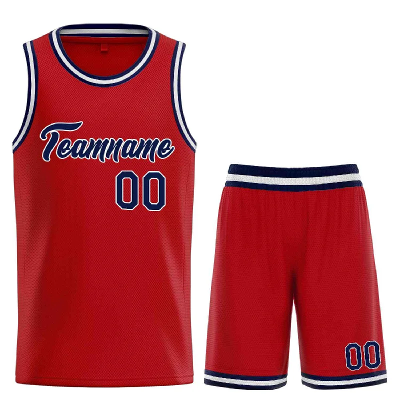 Basketball Jersey for Comfortable Movement on the Court-Custom Red Navy-White Heal Sports Uniform Classic Sets Basketball Jersey