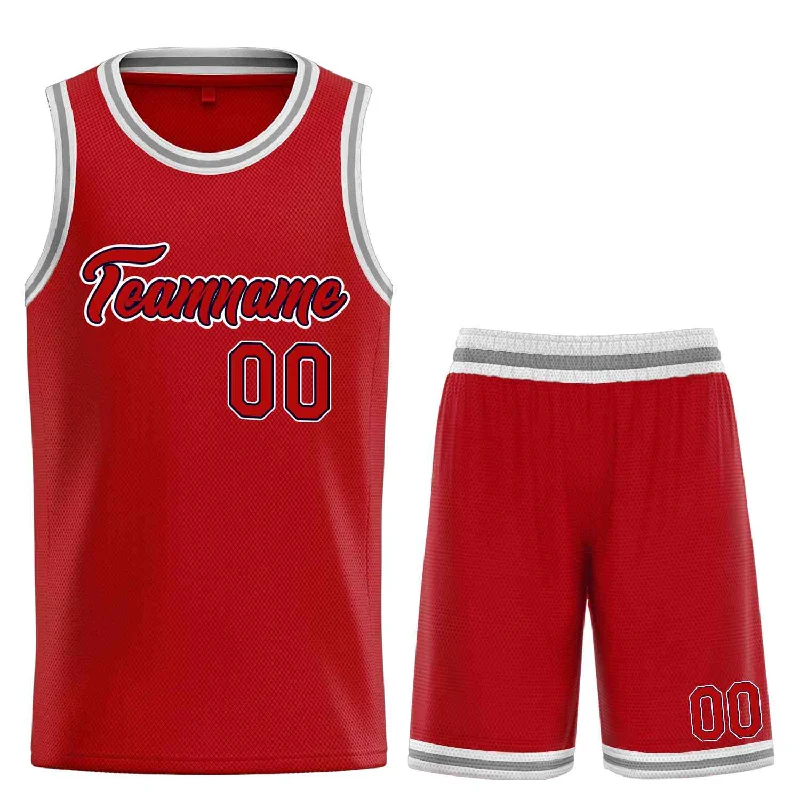 Basketball Jersey for Cool Comfort in Hot Weather-Custom Red Navy-White Heal Sports Uniform Classic Sets Basketball Jersey