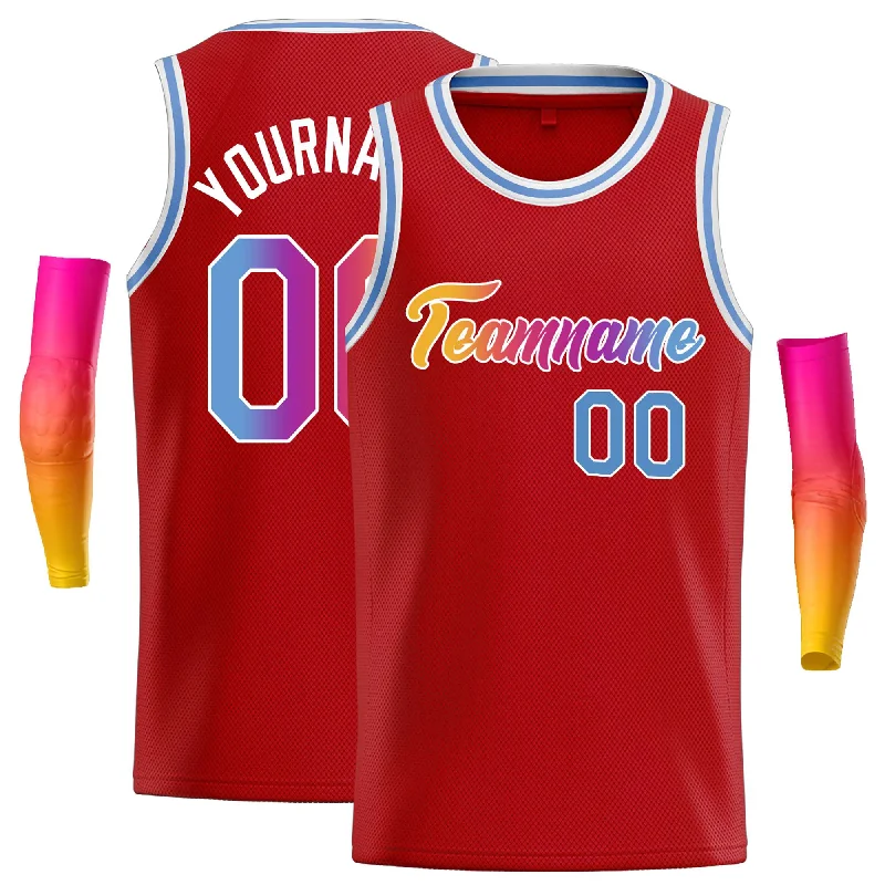 Basketball Jersey for Smooth, Athletic Fit-Custom Red Pink-White Classic Tops Casual Basketball Jersey