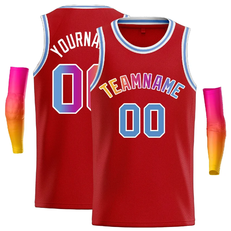 Basketball Jersey for Quick-Dry, Lightweight Fabric-Custom Red Pink-White Classic Tops Casual Basketball Jersey