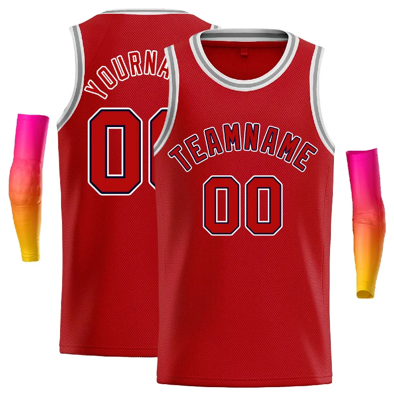 Basketball Jersey for Comfortable Design and Fit-Custom Red Red-Navy Classic Tops Casual Basketball Jersey