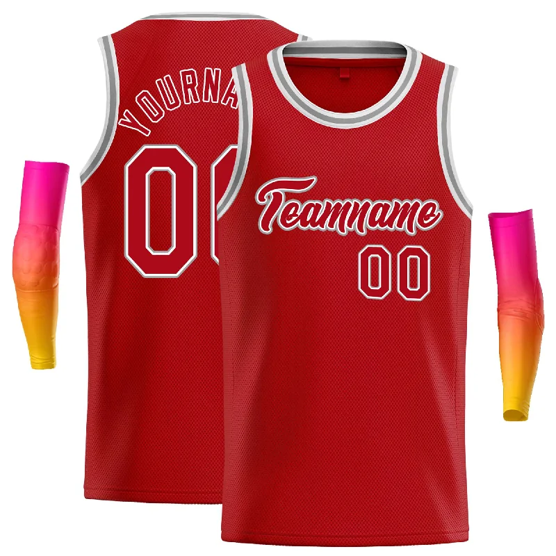 Basketball Jersey for Tough Matches and Tough Play-Custom Red Red-White Classic Tops Casual Basketball Jersey