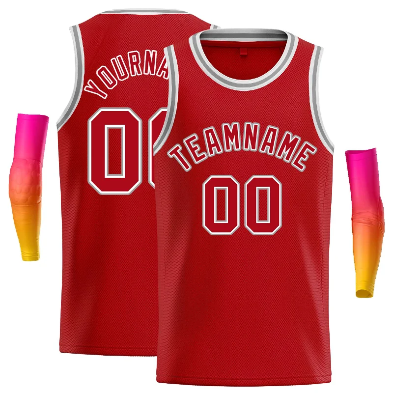 Basketball Jersey for Ultimate Range of Motion-Custom Red Red-White Classic Tops Casual Basketball Jersey