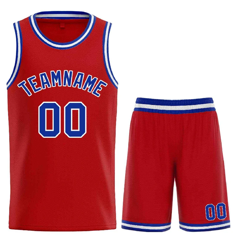 Basketball Jersey for All-Season Comfort-Custom Red Royal-White Classic Sets Curved Basketball Jersey