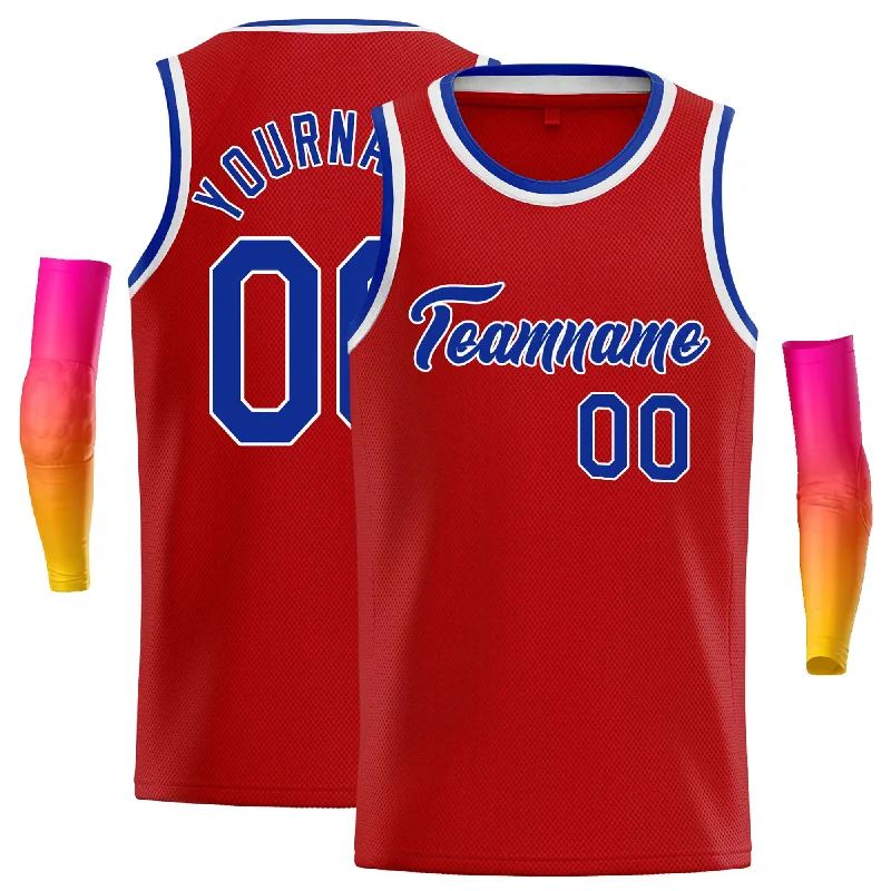 Basketball Jersey for Lightweight Comfort in Intense Play-Custom Red Royal-White Classic Tops Casual Basketball Jersey