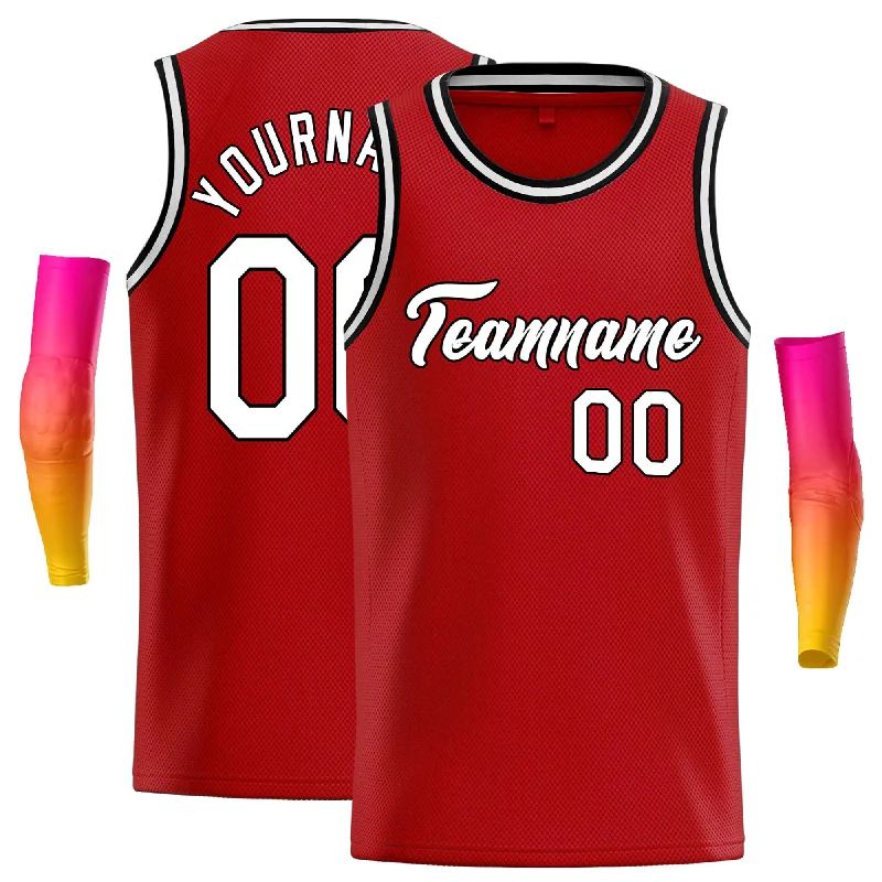 Basketball Jersey for Comfortable, Soft Fabric on the Court-Custom Red White-Black Classic Tops Casual Basketball Jersey