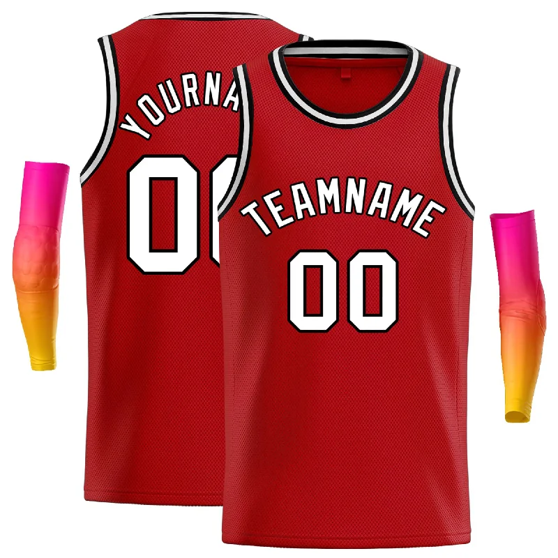 Basketball Jersey for Optimal Game-Day Comfort-Custom Red White-Black Classic Tops Casual Basketball Jersey