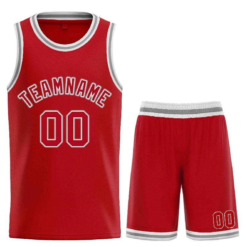 Basketball Jersey for Cool Comfort in Hot Weather-Custom Red White-Classic Sets Curved Basketball Jersey