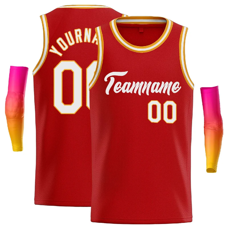 Basketball Jersey with Moisture-Wicking Technology-Custom Red White Classic Tops Casual Basketball Jersey