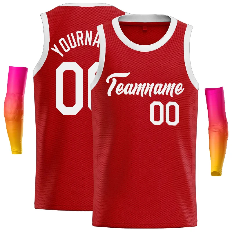 Basketball Jersey for Support and Comfort During Play-Custom Red White Classic Tops Casual Basketball Jersey