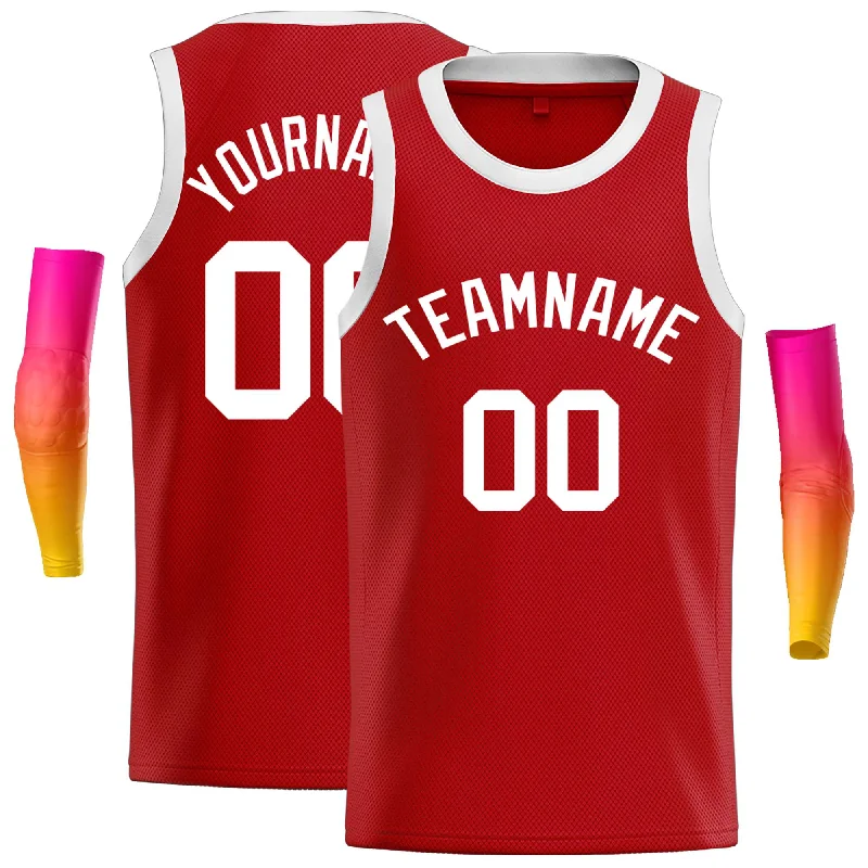 Basketball Jersey with Sweat-Wicking and Quick-Dry Features-Custom Red White Classic Tops Casual Basketball Jersey