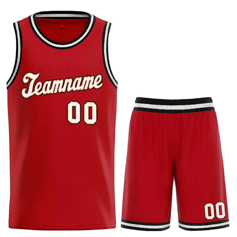 Basketball Jersey for Game Day Performance-Custom Red White-Orange Classic Sets Sports Uniform Basketball Jersey