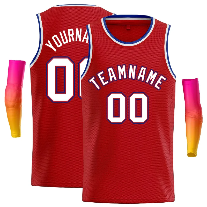 Basketball Jersey with Soft and Breathable Fit-Custom Red White-Red Classic Tops Casual Basketball Jersey