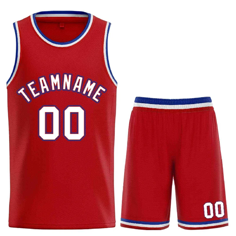 Basketball Jersey for Professional Performance-Custom Red White-Royal Classic Sets Curved Basketball Jersey